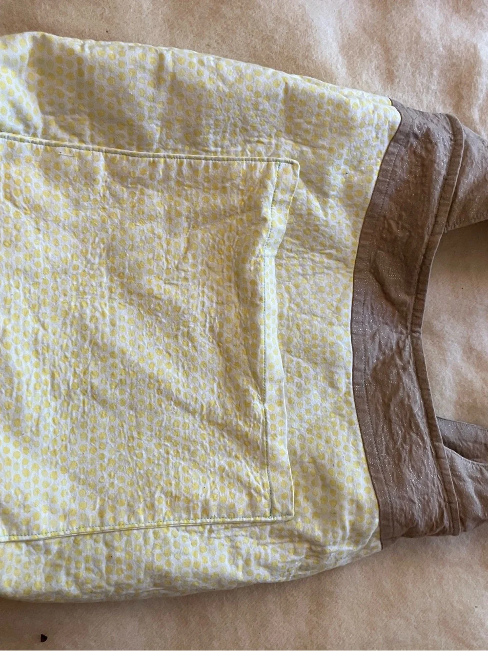 Reversible, handmade cotton, hobo bag pastels big pockets and wide shoulder